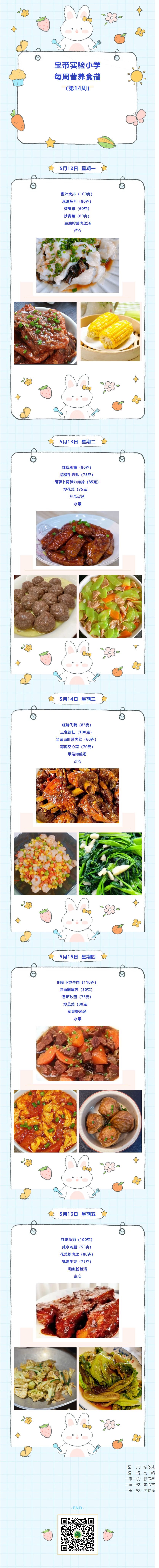 15【凌霄新闻台】宝带实验小学每周营养食谱（第14周）